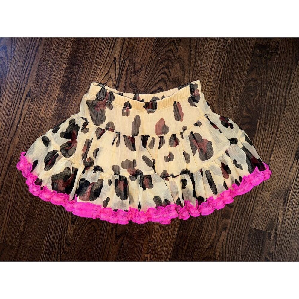 Harajuku Mini Girls' Leopard Print Skater Skirt w/ Pink‎ Trim Size 5T